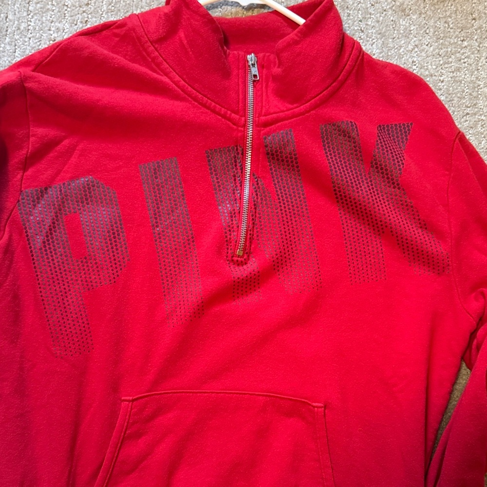 PINK Victoria's Secret Red Zip-Up Sweater